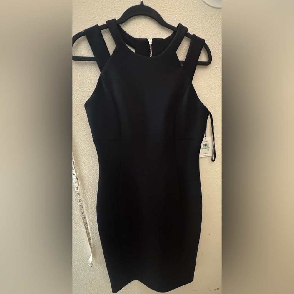Calvin Klein Black Sleeveless Midi Dress (thick flattering material) NWT